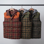 Chaleco acolchado con capucha para hombre - Cuadros escoceses