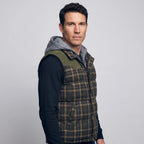 Chaleco acolchado con capucha para hombre - Cuadros escoceses