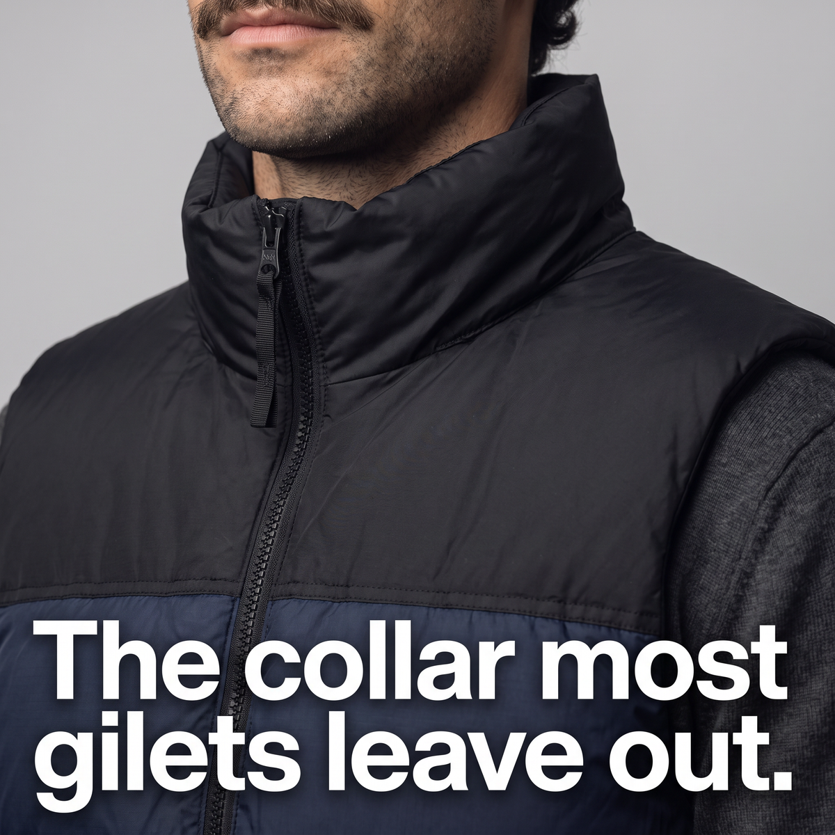 Chaleco acolchado de plumón para hombre - Chaleco sin mangas con bloques de color, 700 fill power