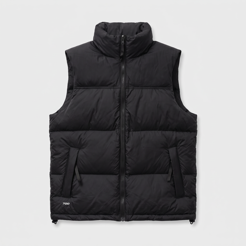 Chaleco acolchado de plumón para hombre - Chaleco sin mangas con bloques de color, 700 fill power