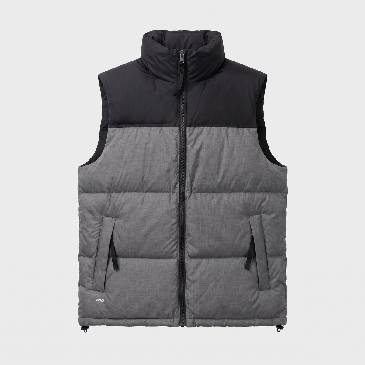 Chaleco acolchado de plumón para hombre - Chaleco sin mangas con bloques de color, 700 fill power