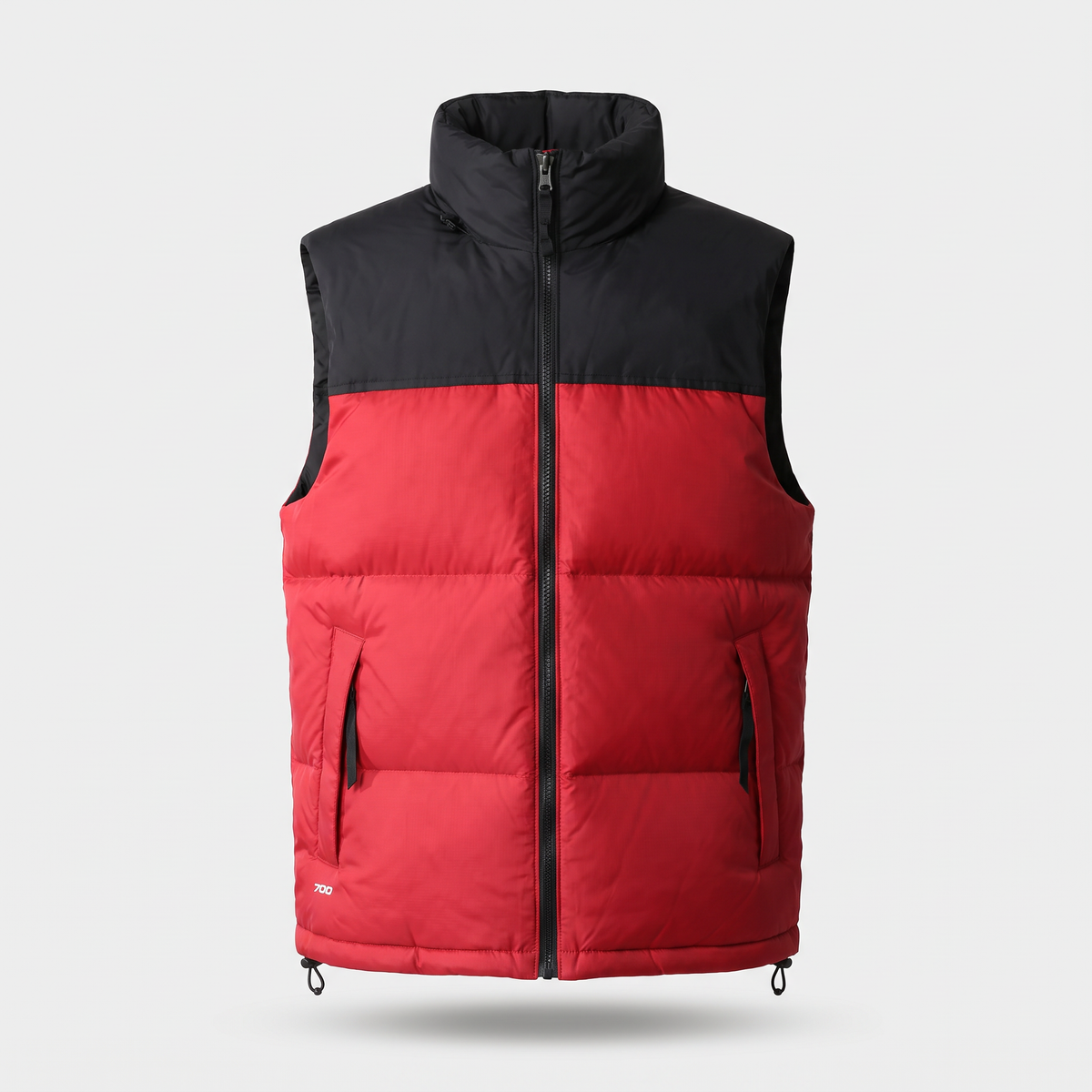 Chaleco acolchado de plumón para hombre - Chaleco sin mangas con bloques de color, 700 fill power