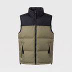Chaleco acolchado de plumón para hombre - Chaleco sin mangas con bloques de color, 700 fill power