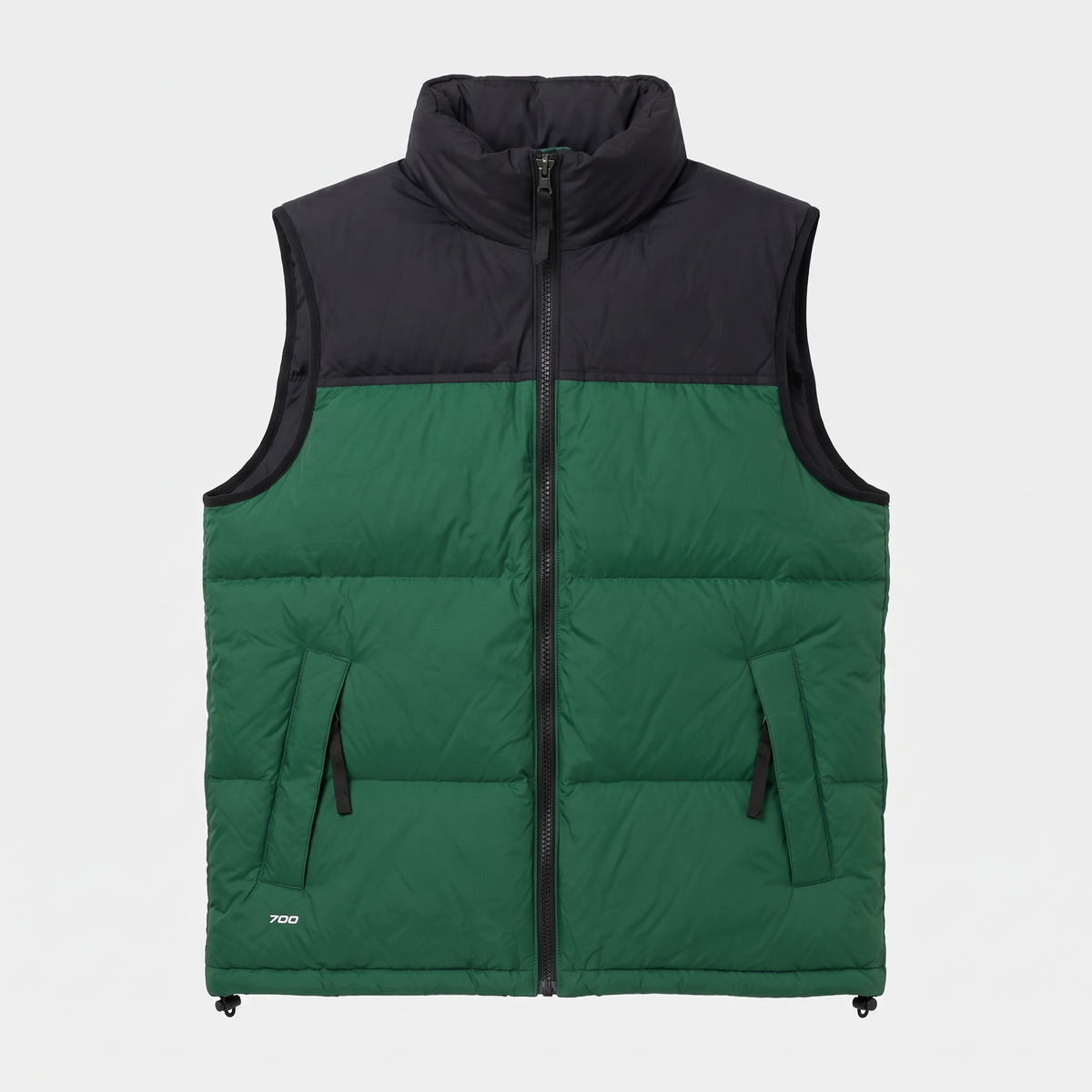 Chaleco acolchado de plumón para hombre - Chaleco sin mangas con bloques de color, 700 fill power
