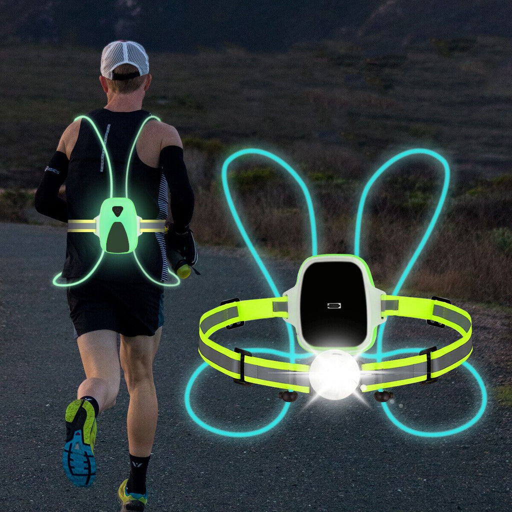 Chaleco de seguridad reflectante ReflectGlow para running – Recargable por USB – 6 colores de luz LED – Impermeable y aj