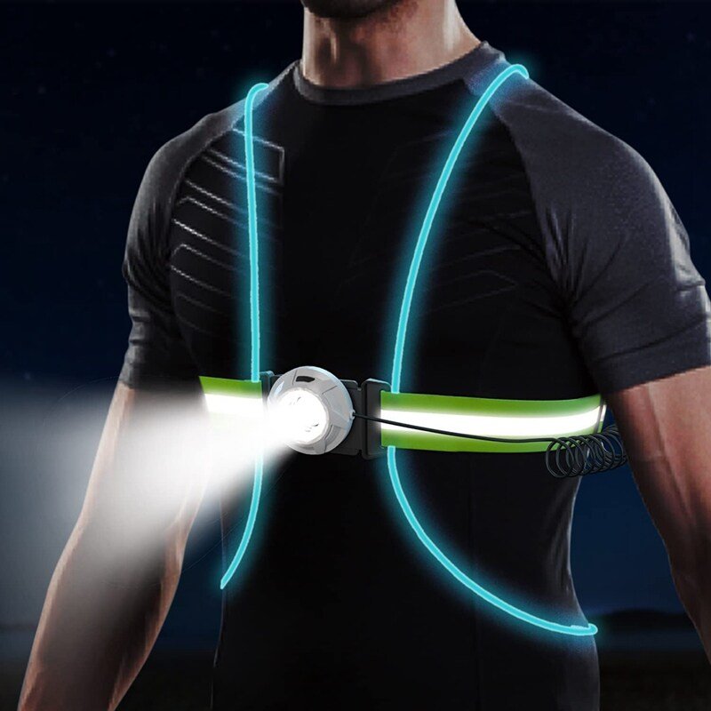 Chaleco de seguridad reflectante ReflectGlow para running – Recargable por USB – 6 colores de luz LED – Impermeable y aj