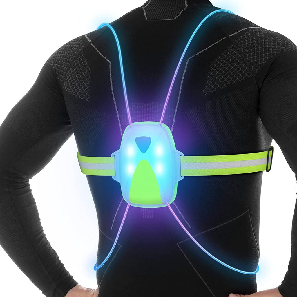 Chaleco de seguridad reflectante ReflectGlow para running – Recargable por USB – 6 colores de luz LED – Impermeable y aj