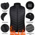 Chaleco térmico unisex con 3 niveles de calor en espalda, abdomen y cuello, alimentado por batería USB, poliéster con fo