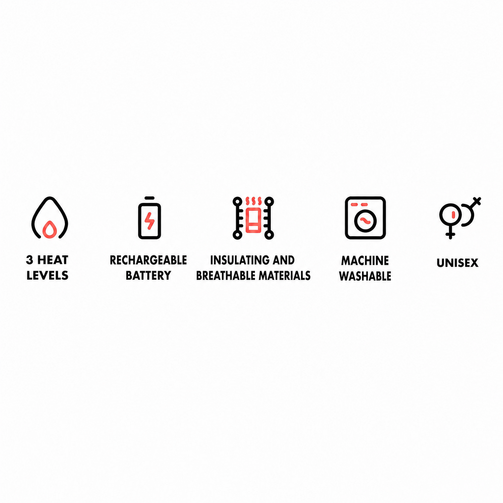 Chaleco térmico unisex con 3 niveles de calor en espalda, abdomen y cuello, alimentado por batería USB, poliéster con fo