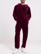 Chándal de terciopelo para hombre con capucha y pantalones casuales