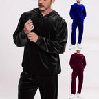Chándal de terciopelo para hombre con capucha y pantalones casuales