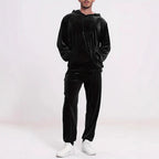 Chándal de terciopelo para hombre con capucha y pantalones casuales