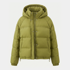 Chaqueta acolchada de plumón para mujer con capucha corta para invierno