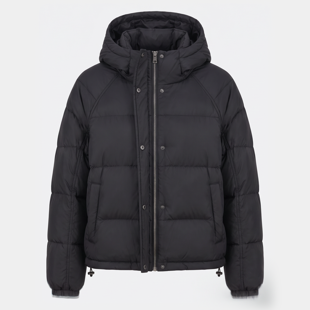 Chaqueta acolchada de plumón para mujer con capucha corta para invierno