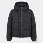 Chaqueta acolchada de plumón para mujer con capucha corta para invierno