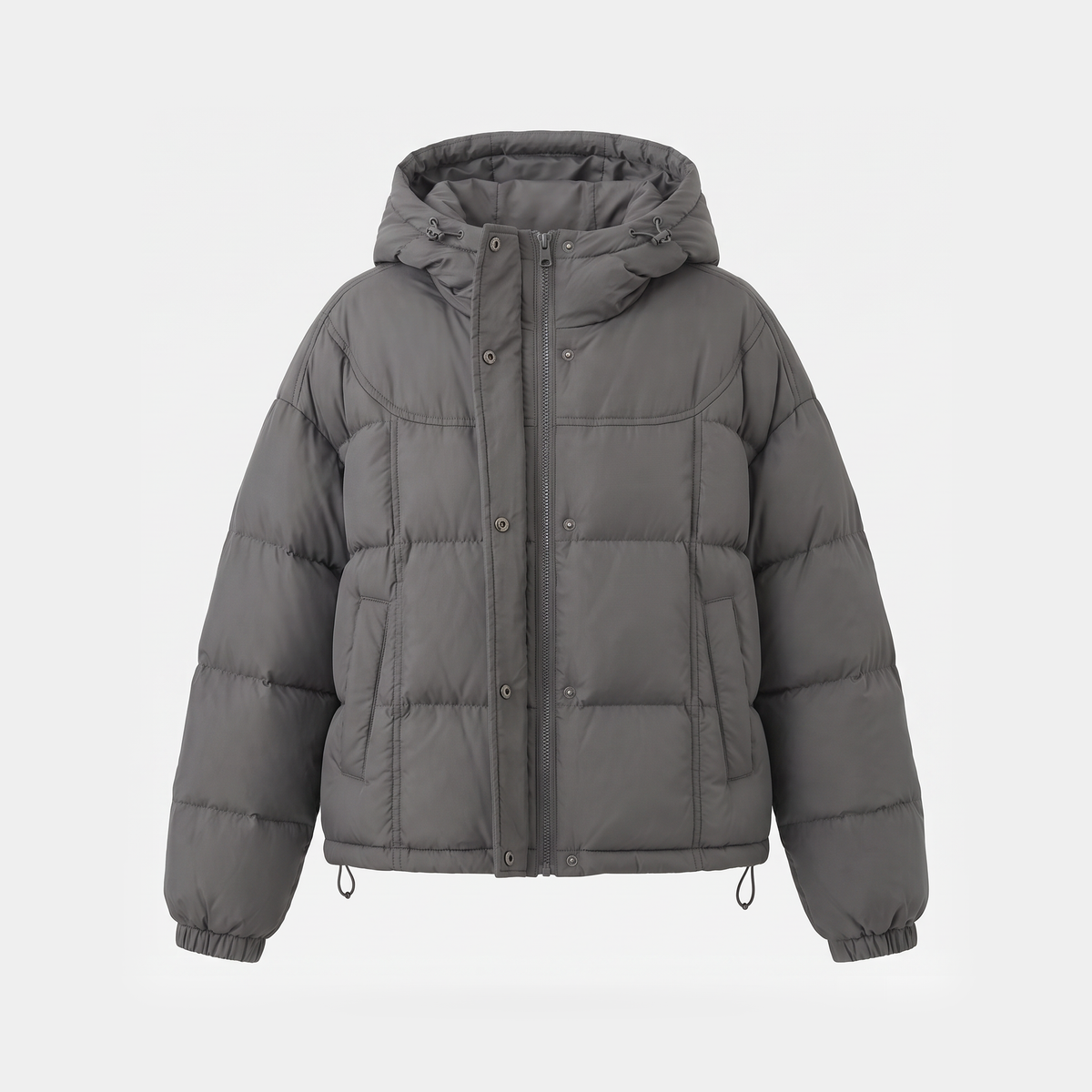 Chaqueta acolchada de plumón para mujer con capucha corta para invierno