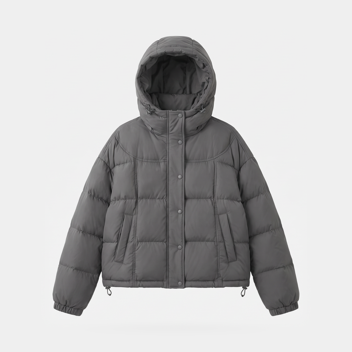 Chaqueta acolchada de plumón para mujer con capucha corta para invierno
