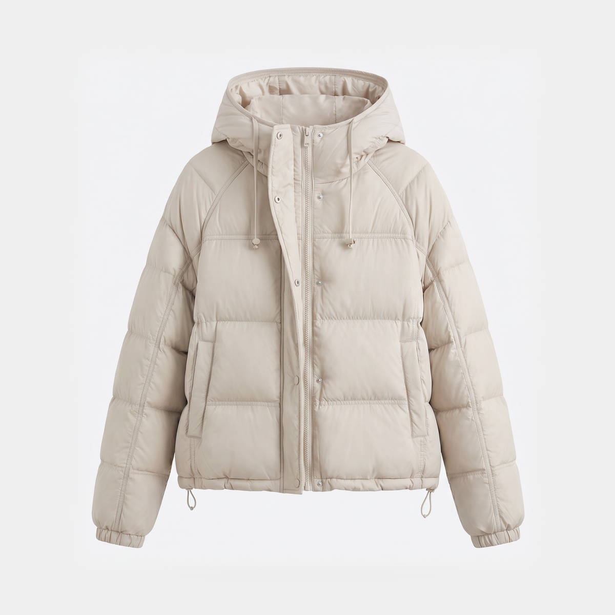 Chaqueta acolchada de plumón para mujer con capucha corta para invierno