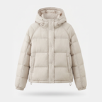 Chaqueta acolchada de plumón para mujer con capucha corta para invierno