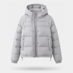 Chaqueta acolchada de plumón para mujer con capucha corta para invierno