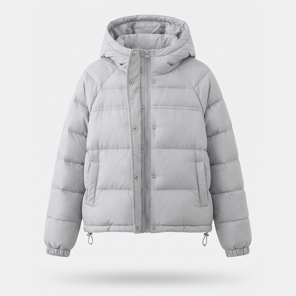 Chaqueta acolchada de plumón para mujer con capucha corta para invierno
