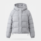 Chaqueta acolchada de plumón para mujer con capucha corta para invierno