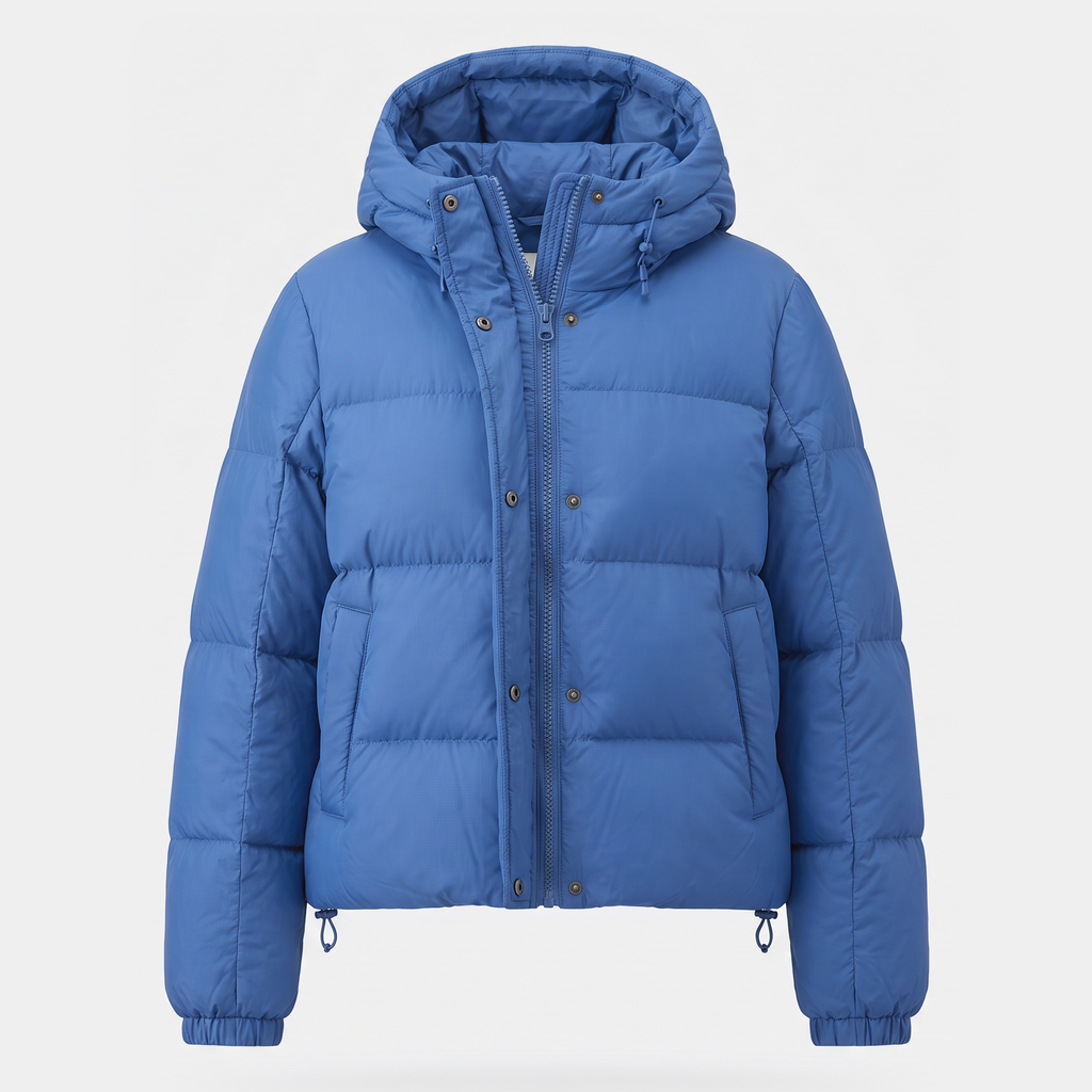 Chaqueta acolchada de plumón para mujer con capucha corta para invierno