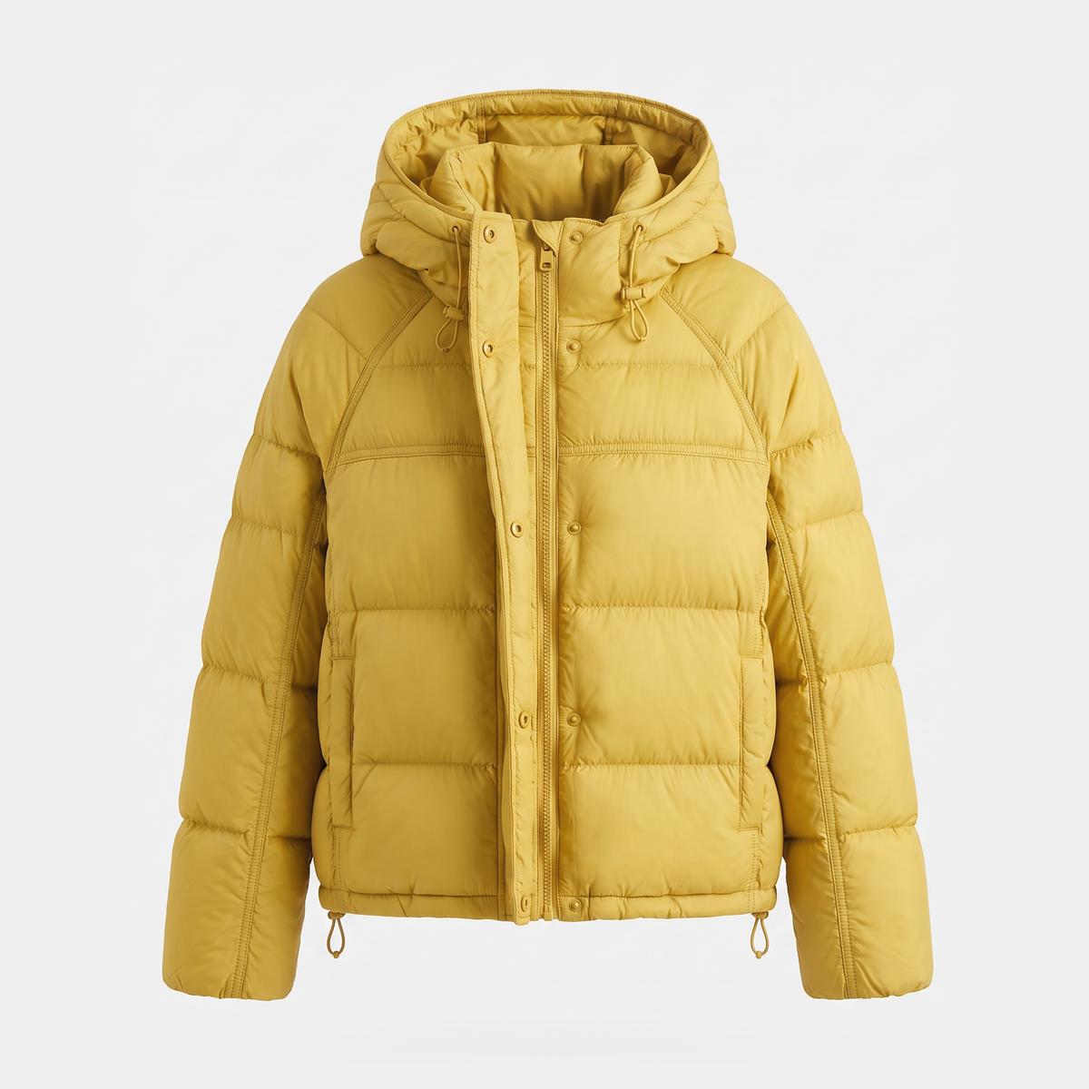 Chaqueta acolchada de plumón para mujer con capucha corta para invierno