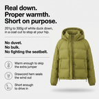 Chaqueta acolchada de plumón para mujer con capucha corta para invierno