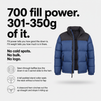 Chaqueta acolchada de plumón para hombre - Diseño color block, 700 fill power