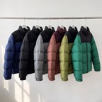 Chaqueta acolchada de plumón para hombre - Diseño color block, 700 fill power