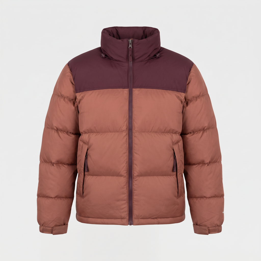 Chaqueta acolchada de plumón para hombre - Diseño color block, 700 fill power