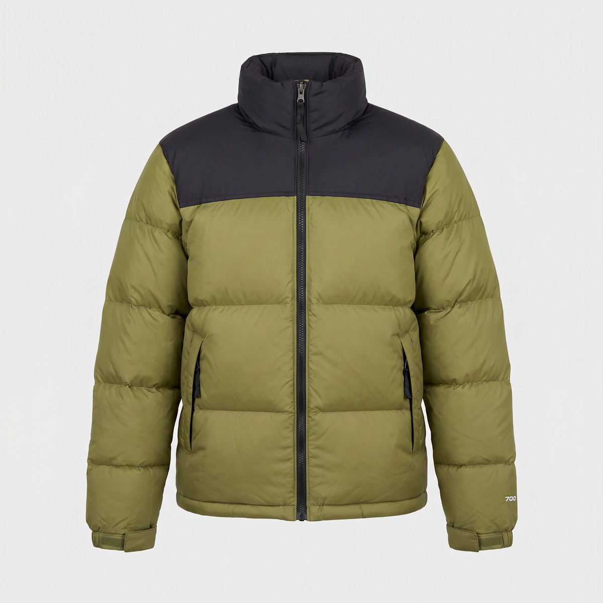 Chaqueta acolchada de plumón para hombre - Diseño color block, 700 fill power