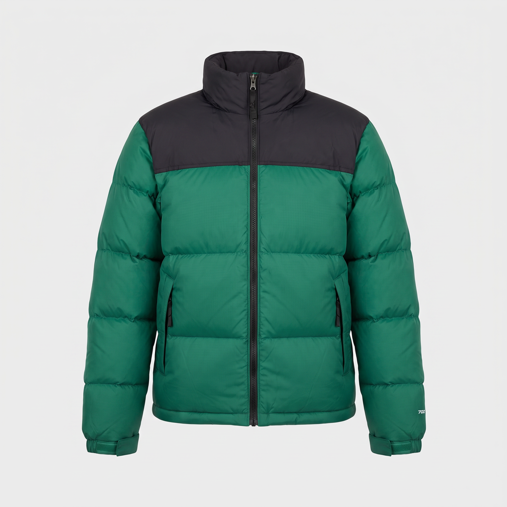 Chaqueta acolchada de plumón para hombre - Diseño color block, 700 fill power