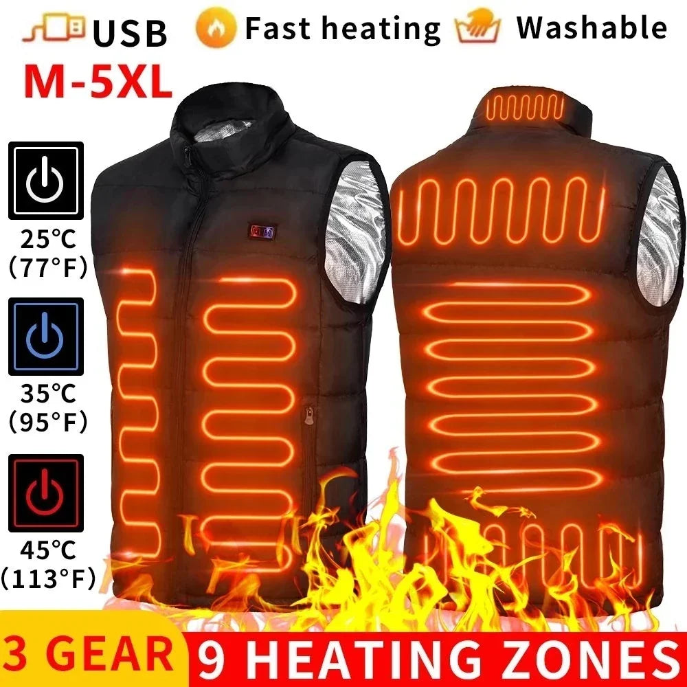 Chaqueta calefactable con 9 zonas de calor y tecnología de grafeno
