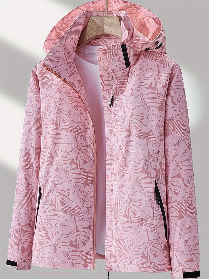 Chaqueta con capucha impermeable y cortavientos para mujer