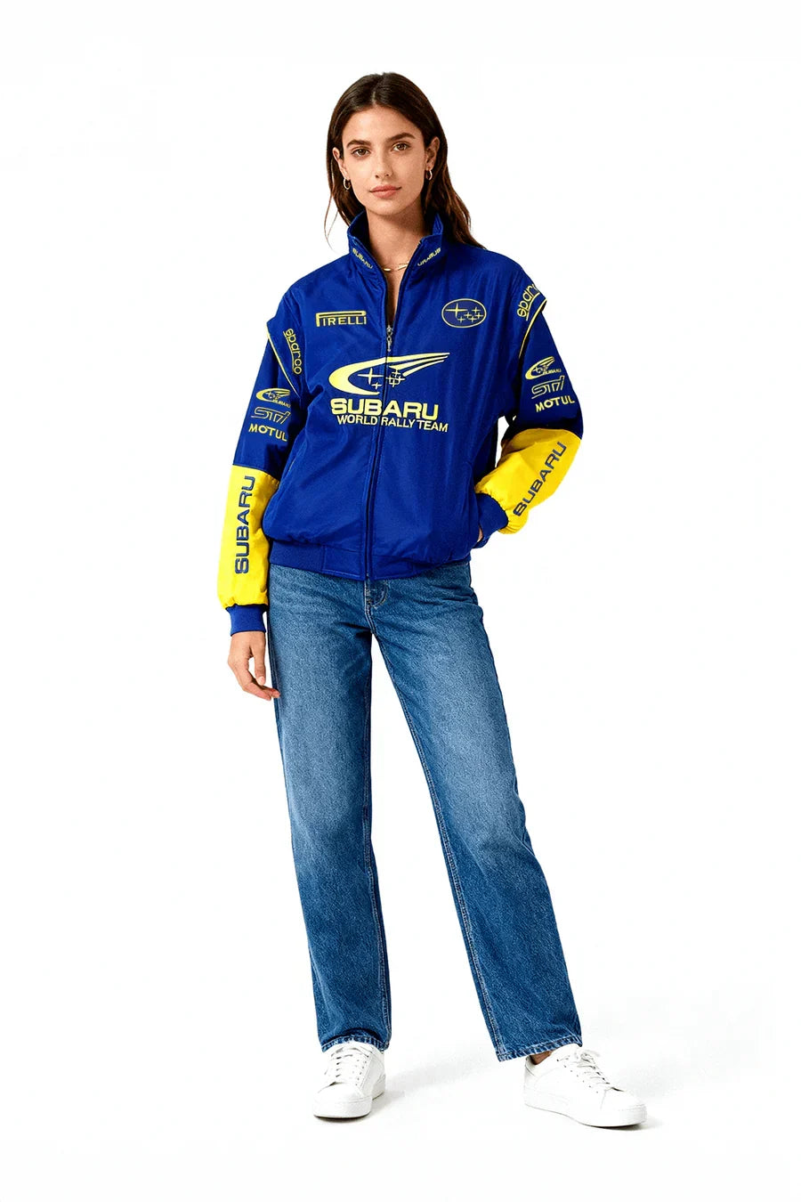 Chaqueta de carreras Subaru Rally Vintage Racing – Edición Azul – Unisex – Retro