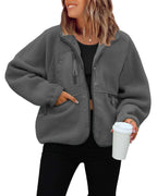 Chaqueta de forro polar para mujer con bolsillos prácticos