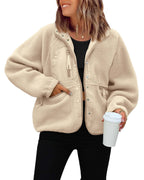 Chaqueta de forro polar para mujer con bolsillos prácticos