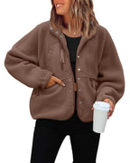 Chaqueta de forro polar para mujer con bolsillos prácticos