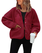 Chaqueta de forro polar para mujer con bolsillos prácticos
