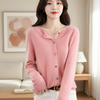 Chaqueta de punto con botones para mujer — Cárdigan de manga larga con abertura frontal