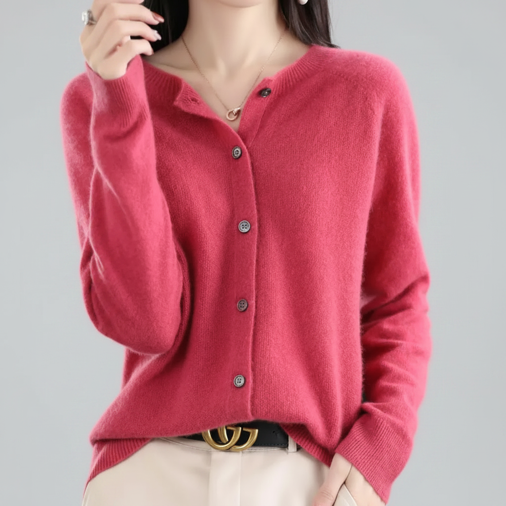 Chaqueta de punto con botones para mujer — Cárdigan de manga larga con abertura frontal