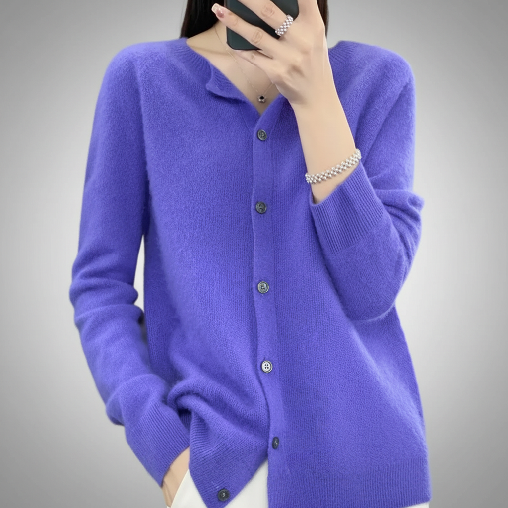 Chaqueta de punto con botones para mujer — Cárdigan de manga larga con abertura frontal