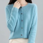 Chaqueta de punto con botones para mujer — Cárdigan de manga larga con abertura frontal