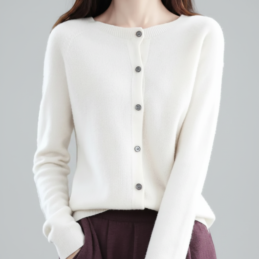 Chaqueta de punto con botones para mujer — Cárdigan de manga larga con abertura frontal