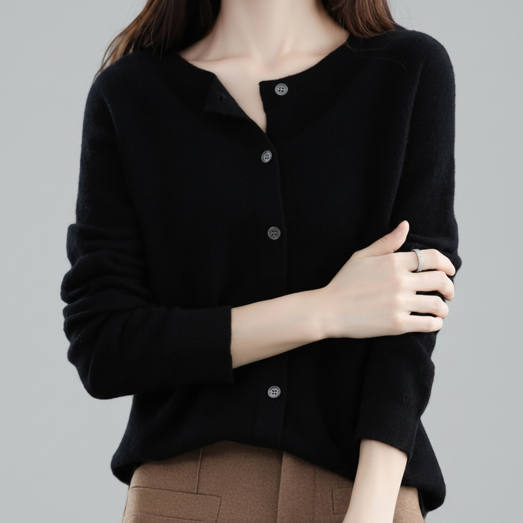 Chaqueta de punto con botones para mujer — Cárdigan de manga larga con abertura frontal