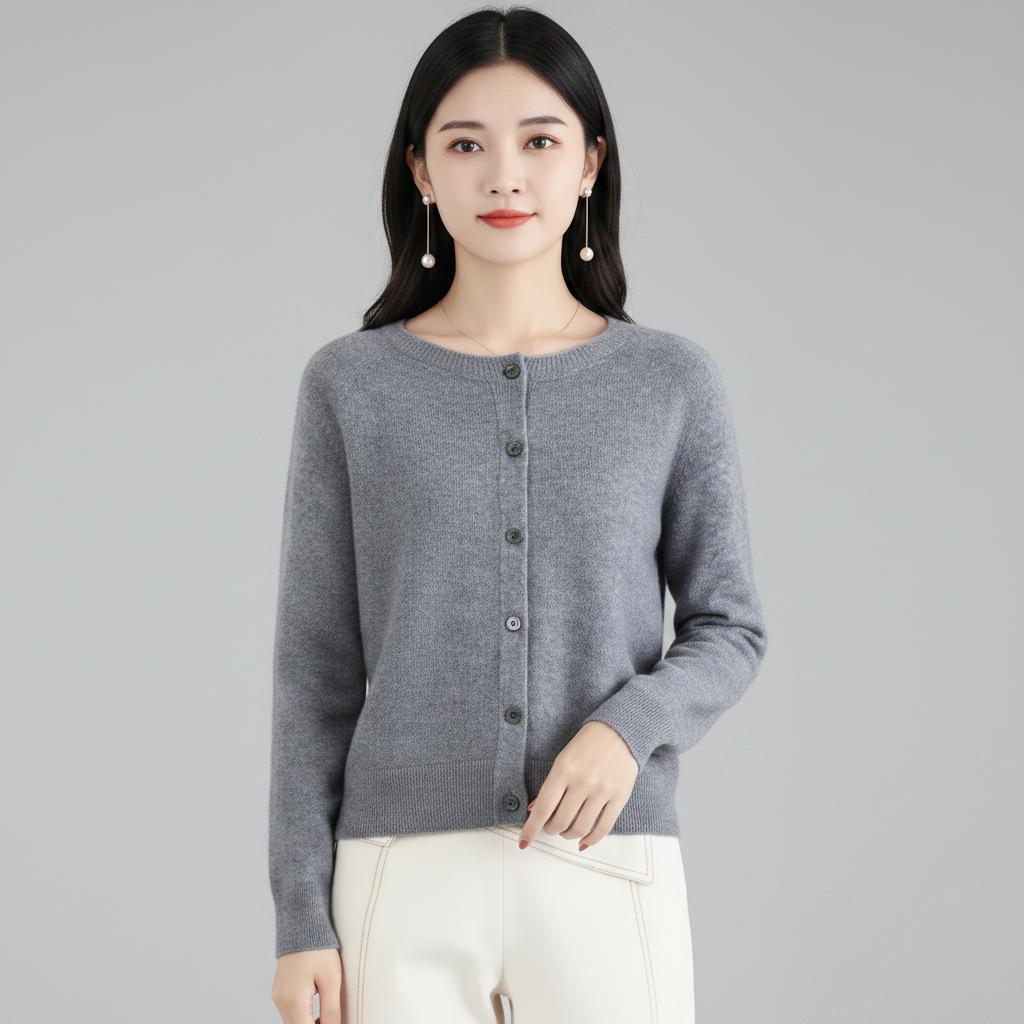 Chaqueta de punto con botones para mujer — Cárdigan de manga larga con abertura frontal