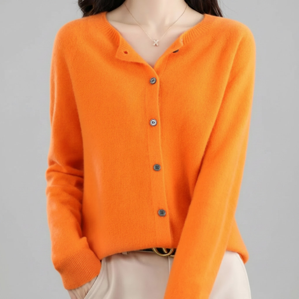 Chaqueta de punto con botones para mujer — Cárdigan de manga larga con abertura frontal