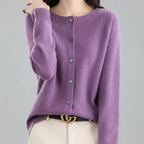 Chaqueta de punto con botones para mujer — Cárdigan de manga larga con abertura frontal